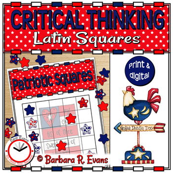 Preview of LATIN SQUARES MATH LOGIC PUZZLE Patriotic Sudoku GATE Differentiated Enrichment