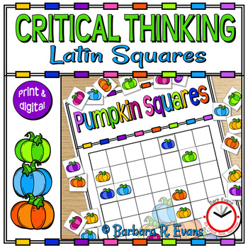 Preview of LATIN SQUARES MATH LOGIC PUZZLES Pumpkin Critical Thinking