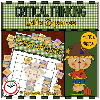 Preview of LATIN SQUARES MATH LOGIC PUZZLES Scarecrow Sudoku Differentiated Enrichment