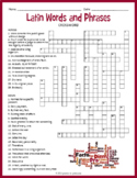 (Middle School) LATIN VOCABULARY TERMS Crossword Puzzle Worksheet