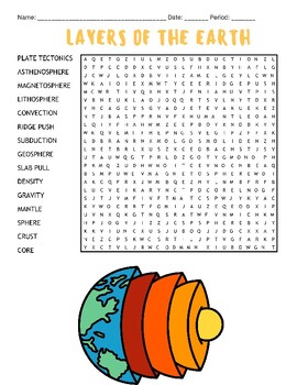 LAYERS OF THE EARTH Word Search Puzzle Worksheet Activity earth day ...