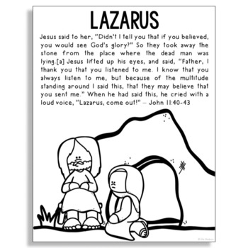 Bible Stories Lazarus Worksheets Teaching Resources Tpt
