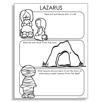 Lazarus Bible Story Illustrated Notes Activity Christian Journal