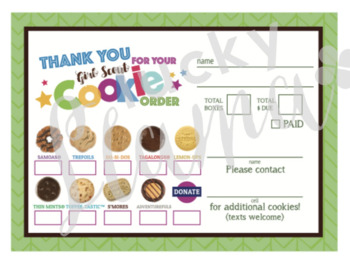 Preview of LBB Girl Scout Cookie Order Form/Receipt (all 9 cookies)