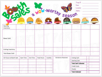 Preview of LBB Girl Scout Cookies Booth Tally Count Sheet Printable Little Brownie