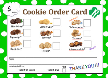 Preview of LBB Girl Scout Inspired Cookie Order Form
