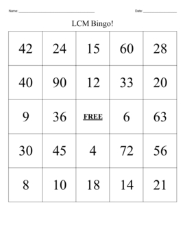 LCM Bingo! Task Cards and 30 Unique Bingo Cards! by Esto Teacher