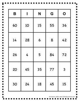 LCM Bingo by To the Square Inch- Kate Bing Coners | TpT