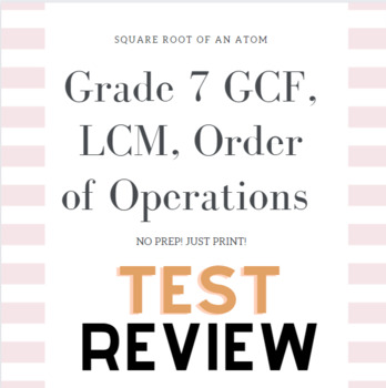 Preview of LCM, GCF, Order of Operations Test Review