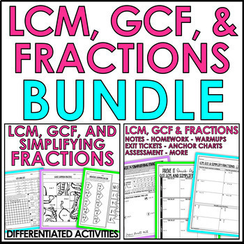 Preview of LCM, GCF, and Simplifying Fractions Bundle Activities Guided Notes Homework