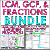 LCM, GCF, and Simplifying Fractions Bundle Activities Guid