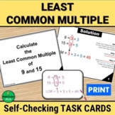 LCM Least Common Multiple Self Checking Task Cards | PRINT