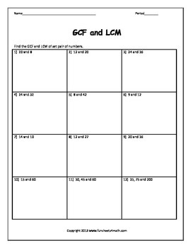 LCM and GCF Word Problems Worksheet Bundle by Funsheets4math TpT