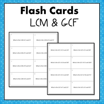 Preview of LCM and GCF Flash Cards  6.NS.4