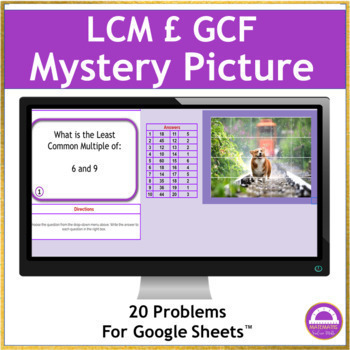 Preview of LCM and GCF Mystery Picture Reveal | Self Checking Math Digital Activity