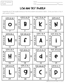 LCM and GCF: Puzzle by Maneuvering the Middle | Teachers Pay Teachers