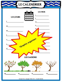 LE CALENDRIER Posters, Graphic Organizers and Vocabulary Practice ...