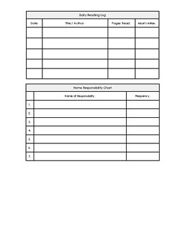 Preview of LE Reading Log & Home Responsibility Chart Montessori