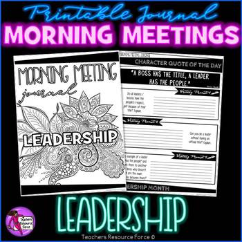 Preview of LEADERSHIP Character Education SEL Morning Meeting Printable Journal