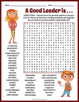 Preview of LEADERSHIP Word Search Puzzle Worksheet Activity - 3rd, 4th, 5th, 6th Grade
