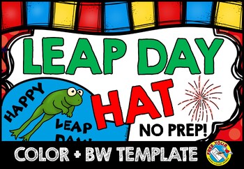 Preview of LEAP DAY YEAR 2024 CRAFT ACTIVITY FROG CROWN HAT FEBRUARY HEADBAND COLORING ART