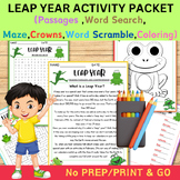 LEAP YEAR ACTIVITY PACKET|Passages ,Word Search, Maze,Crow
