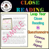 LEAP YEAR *Close Reading & Questionnaire* Earth Science * 