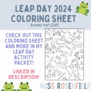 Preview of LEAP YEAR | Leap Day 2024 | FREE Coloring Sheet | Animals that Leap!