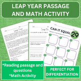 LEAP YEAR- READING PASSAGE AND MATH ACTIVITY