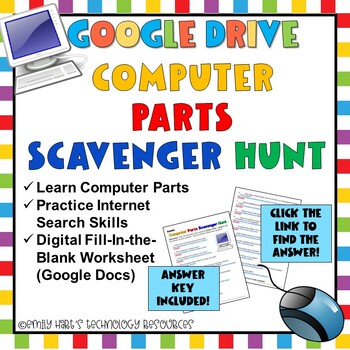 Preview of LEARN COMPUTER PARTS: ONLINE SCAVENGER HUNT // Computer Vocabulary GOOGLE