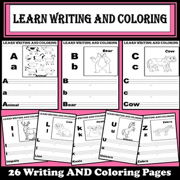 Preview of LEARN WRITING AND COLORING PAGES