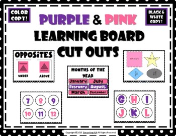 Preview of LEARNING BOARD FOR PRESCHOOLERS - PINK & PURPLE