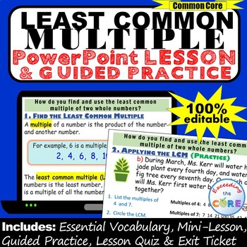 Preview of LEAST COMMON MULTIPLE LCM PowerPoint Lesson & Guided Practice| Distance Learning