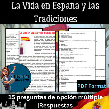 Preview of Spanish Reading: LECTURA La Vida en España y las Tradiciones
