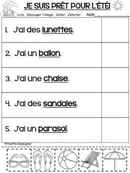 lecture facile niveau 1 decoupe et colle french reading comprehension