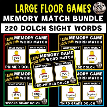Preview of LEGO BUNDLE 220 DOLCH SIGHT WORDS LARGE FLOOR MEMORY MATCH GAMES MATCHING WORD