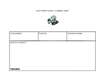 Preview of LEGO MINDSTORMS PLANNING SHEET