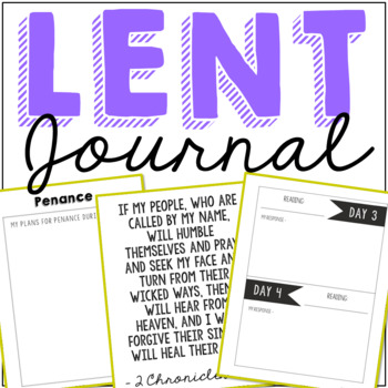 Preview of LENT Activity Journal for Teens | Catholic Christian Project | Easter Worksheets
