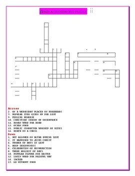 Preview of LENT CROSSWORD PUZZLE w/ ANSWER KEY