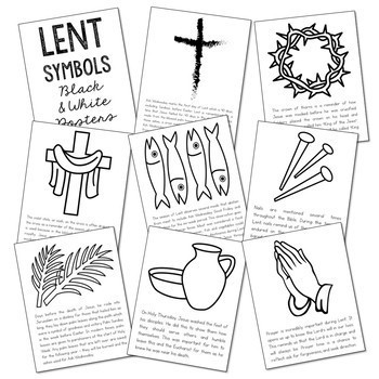 Download LENT Symbols Posters, Coloring Pages, and Mini Book, Easter, Holy Week