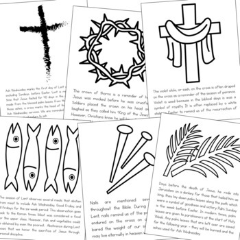 LENT Symbols Posters, Coloring Pages, and Mini Book | Easter | Holy Week