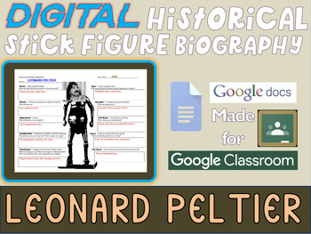 Preview of LEONARD PELTIER Digital Historical Stick Figure Biographies  (MINI BIO)