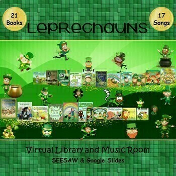 Preview of LEPRECHAUNS Virtual Library & Music Room - SEESAW & Google Slides