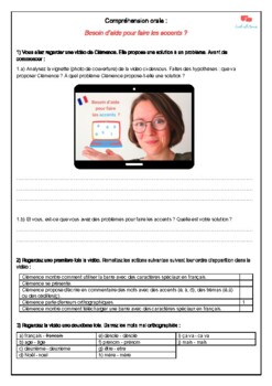 Preview of LES ACCENTS en français - A1 - Compréhension orale
