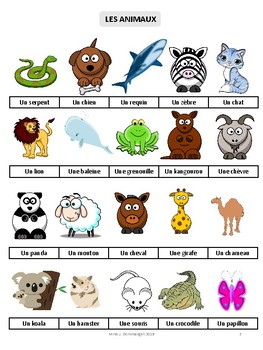 LES ANIMAUX by Teaching French in Salle 204 | Teachers Pay Teachers