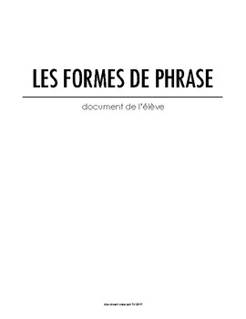 Preview of LES FORMES DE PHRASE - DOCUMENT DE L'ÉLÈVE