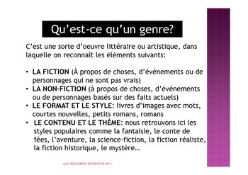 Les Genres Littéraires - 