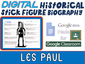 Preview of LES PAUL - Digital Stick Figure Mini Biographies (GOOGLE DOCS)