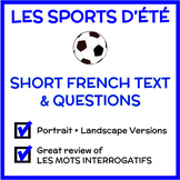 LES SPORTS D'ÉTÉ - French Summer Sports Reading + Mots int