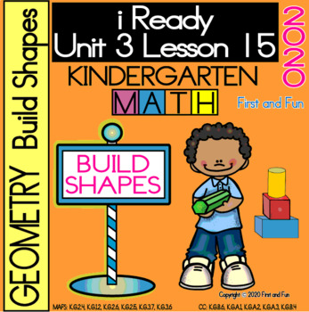 Preview of BUILD SHAPE iREADY KINDERGARTEN MATH UNIT 3 LESSON 15 WORKSHEET POSTER EXIT TICK